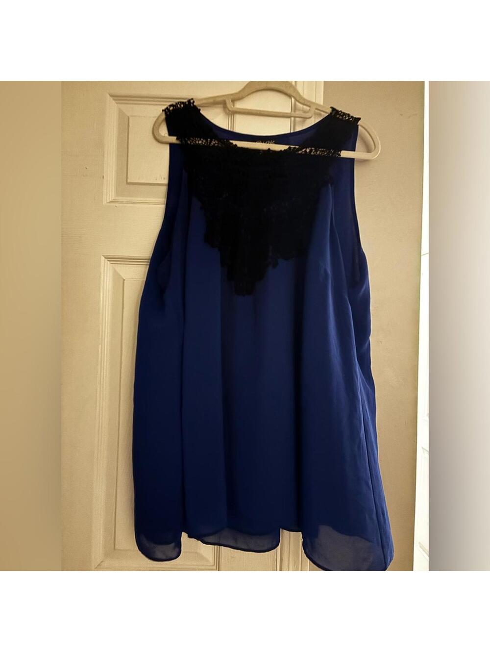 City Chic Royal Blue Top with Black Lace Accent